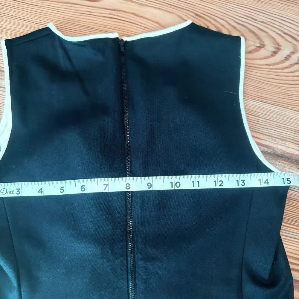 Theory Nyasha Dress Sz 6 Black/White Stretch Wool Career Piece Minimalist Office - Picture 8 of 12